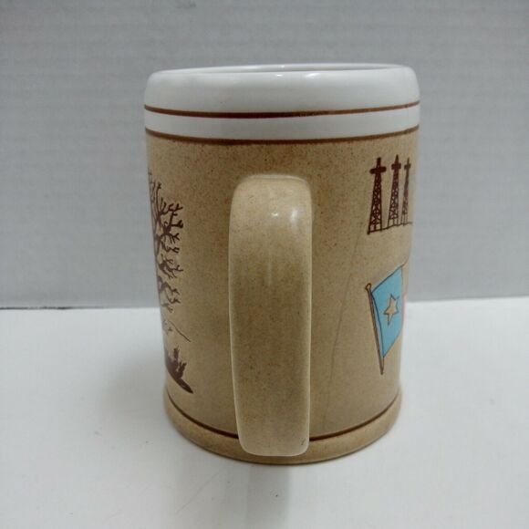 VTG Texas Beer Stein Mug Ceramic Tankard - State Flag, Cowboy, Longhorn Steer - Picture 2 of 8